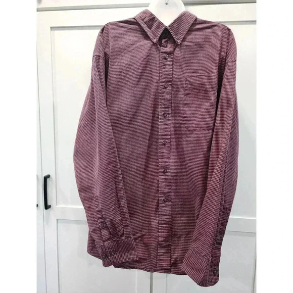 Haggar Men's Long Sleeve NAVY BLUE RED Check Button-Down Shirt, Size XL - Picture 1 of 6